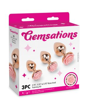 Gemsations 3 pc 2.75″ & 3.15″ & 3.7″ Rose Metal Butt Plug Training Set – Rose Gold by Gemsations product image