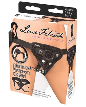 Lux Fetish Diamond Velvet Strap-on Corset – Black by Lux product image