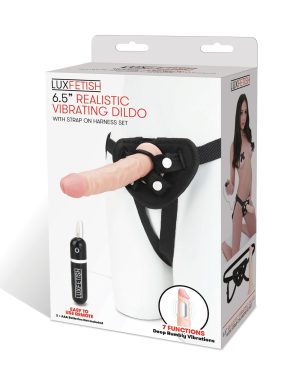 Lux Fetish 6.5″ Realistic Vibrating Dildo w/Strap On Harness Set by Lux product image