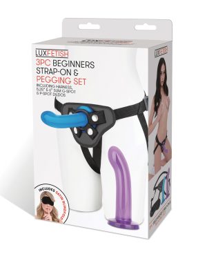 Lux Fetish 3 pc Beginners Strap On & Pegging Set – Multi Color by Lux product image