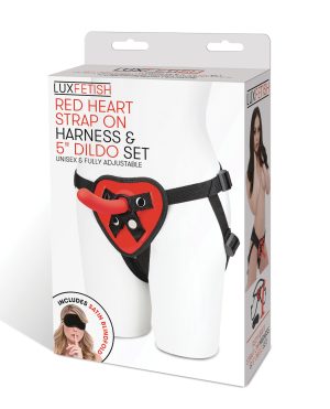Lux Fetish 5″ Dildo w/Red Heart Strap On Harness Set by Lux Fetish product image