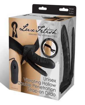 Lux Fetish Unisex Vibrating Hollow Double Penetration Strap On Dildo by Lux product image