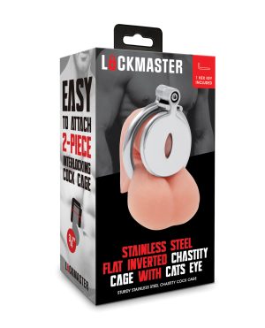Lockmaster Stainless Steel Inverted Chastity Cage w/Cats Eye – Silver by Lockmaster product image