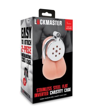 Lockmaster Stainless Steel Flat Inverted Chastity Cage – Silver by Lockmaster product image