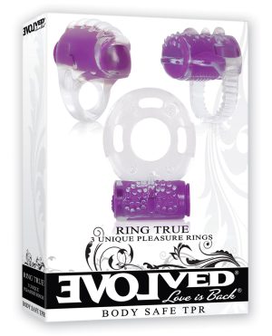 Evolved Ring True Unique Pleasure Rings Kit – 3 Pack Clear/Purple by Evolved product image