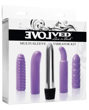 Evolved Multi Sleeve Vibrator Kit w/4 Textured Sleeves & Vibe – Purple by Evolved product image