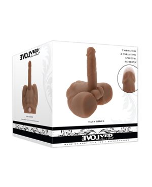Evolved Easy Rider Thrusting & Vibrating Life-Like Dildo - Dark