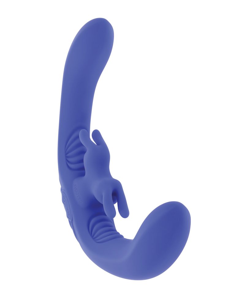 EN-RS-6015a Evolved Lovebirds Curved Dual-Ended Rabbit Vibe w/Remote Control - Blue