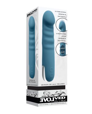 Evolved Queen of All Trades Thrusting & Rotating Vibrator – Teal by Evolved product image