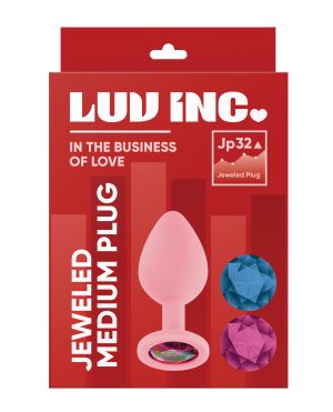 Luv Inc. Jeweled Silicone Butt Plug w/Three Stones – Medium Light Pink by Luv Inc. product image