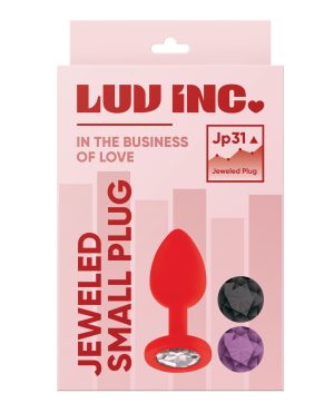 Luv Inc. Jeweled Silicone Butt Plug w/Three Stones – Small Red by Luv Inc. product image
