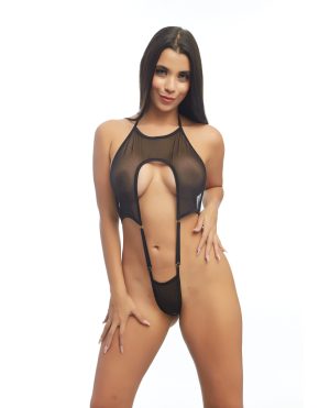Femme X Mesh Halter Bodysuit – Black O/S by Femme X product image