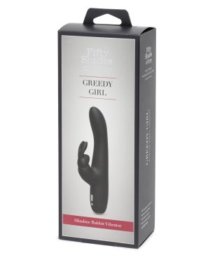 Fifty Shades of Grey Greedy Girl Rechargeable Slimline Rabbit Vibrator – Black by Fifty Shades of Grey product image