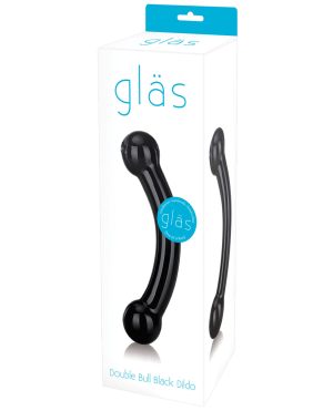 Glas Double Bull Glass Dildo – Black by Glas product image