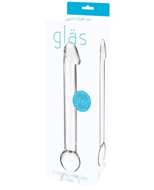 Glas 7″ Realistic Head Glass Dildo – Clear by Glas product image