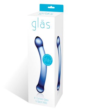 Glas 6″ Curved G-Spot Glass Dildo – Blue by Glas product image