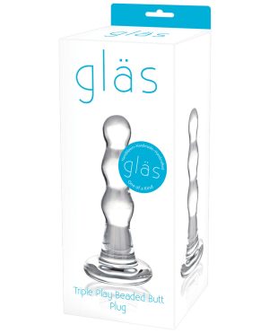 Glas Triple Play Beaded Butt Plug – Clear by Glas product image