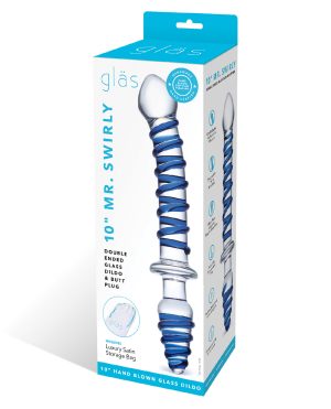 Glas 10″ Mr. Swirly Double Ended Glass Dildo & Butt P by Glas product image