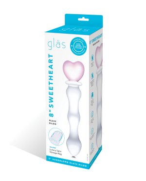 Glas 8″ Sweetheart Glass Dildo – Pink/Clear by Glas product image