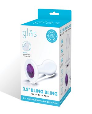 Glas 3.5″ Bling Bling Glass Butt Plug – Clear by Glas product image