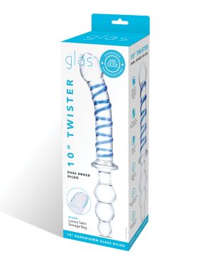 Glas 10″ Twister Dual Ended Dildo – Blue by Glas product image