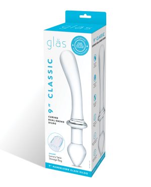 Glas 9″ Classic Curved Dual Ended Dildo – Clear by Glas product image