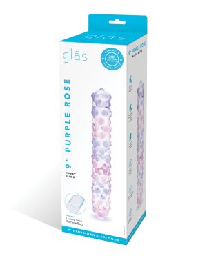 Glas 9″ Purple Rose Nubby Glass Dildo – Purple/Pink by Glas product image