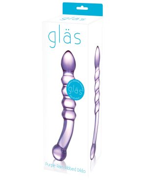 Glas Purple Rain Ribbed Glass Dildo by Glas product image