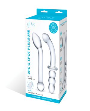Glas 2 pc G-Spot Pleasure Glass Dildo Set – Clear by Glas product image