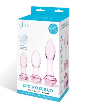 Glas 3 pc Rosebud Butt Plug Set – Pink by Glas product image