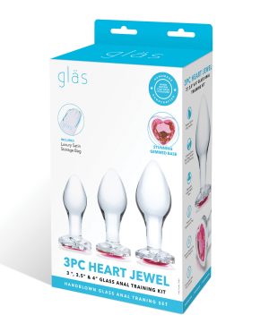 Glas 3 pc Heart Jewel Glass Anal Training Kit by Glas product image