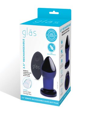Glas 3.5″ Rechargeable Vibrating Butt Plug – Blue by Glas product image