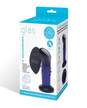 Glas 4″ Rechargeable Vibrating Dotted G Spot/P Spot Plug – Blue by Glas product image