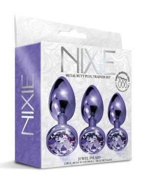 Nixie Metal Butt Plug Trainer Set w/Inlaid Jewel – Purple Metallic by Nixie product image