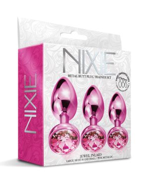 Nixie Metal Butt Plug Trainer Set w/Inlaid Jewel – Pink Metallic by Nixie product image