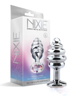 Nixie Honey Dipper Ribbed Metal Rainbow Jeweled Butt Plug – Small by Nixie product image