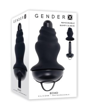 Gender X ECHO Vibrating Shaft w/Removable Silicone Sleeve – Black by Gender X product image