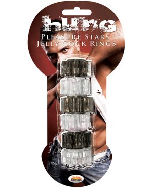 Hung Pleasure Stars Jelly Cock Rings – Black/Clear by Hung product image