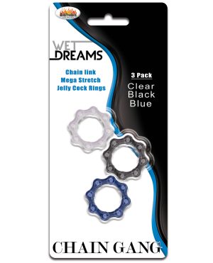 Wet Dreams Chain Gang Cock Rings – Asst. Pack of 3 by Wet Dreams product image