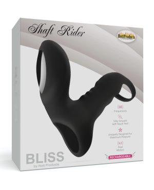 Bliss Shaft Rider Vibrating Cock Ring Sleeve – Black by Bliss product image