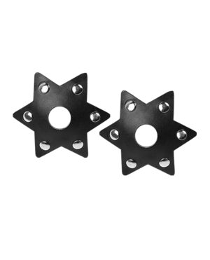 Nipplicious Starstruck Leather Pasties w/Studs & Nipple Hole – Black by Nipplicious product image