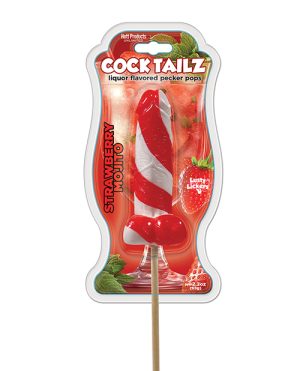 Cock Tailz Liquor Flavored Pecker Pops – Strawberry Mojito Red/White Stripe by Hott Products product image