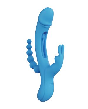 Trilux Kinky Finger Rabbit Vibrator w/Anal Beads – Blue by Honey Play Box product image