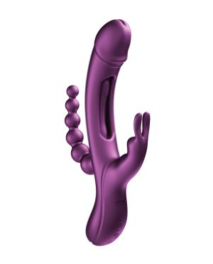 Trilux Kinky Finger Rabbit Vibrator w/Anal Beads – Purple by Honey Play Box product image