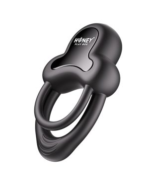 Anello Vibrating Double Cock Ring w/Clitoral Stimulator – Black by Honey Play Box product image