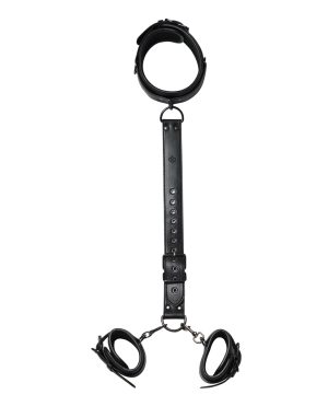 Kinky Play Box Locking Harness Collar to Wrist Restraints – Black by Honey Play Box product image