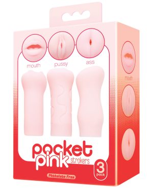Icon Brands Pocket Pink Strokers – 3- Pack by Icon product image