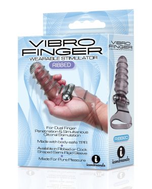 The 9’s Vibrofinger Ribbed Finger Massager – Grey by The 9s product image