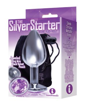 $$The 9’s The Silver Starter Bejeweled Round Stainless Steel Plug – Violet by The 9s product image