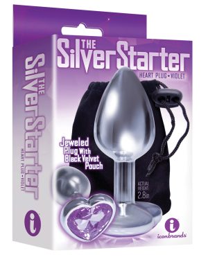 The 9’s The Silver Starter Bejeweled Heart Stainless Steel Plug – Violet by The 9s product image
